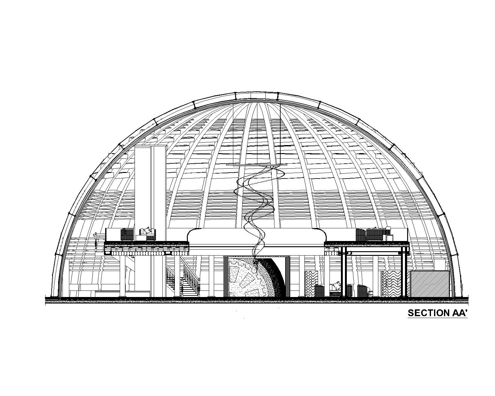 Reception section A–A′ — Senior Living, Safa Abdo