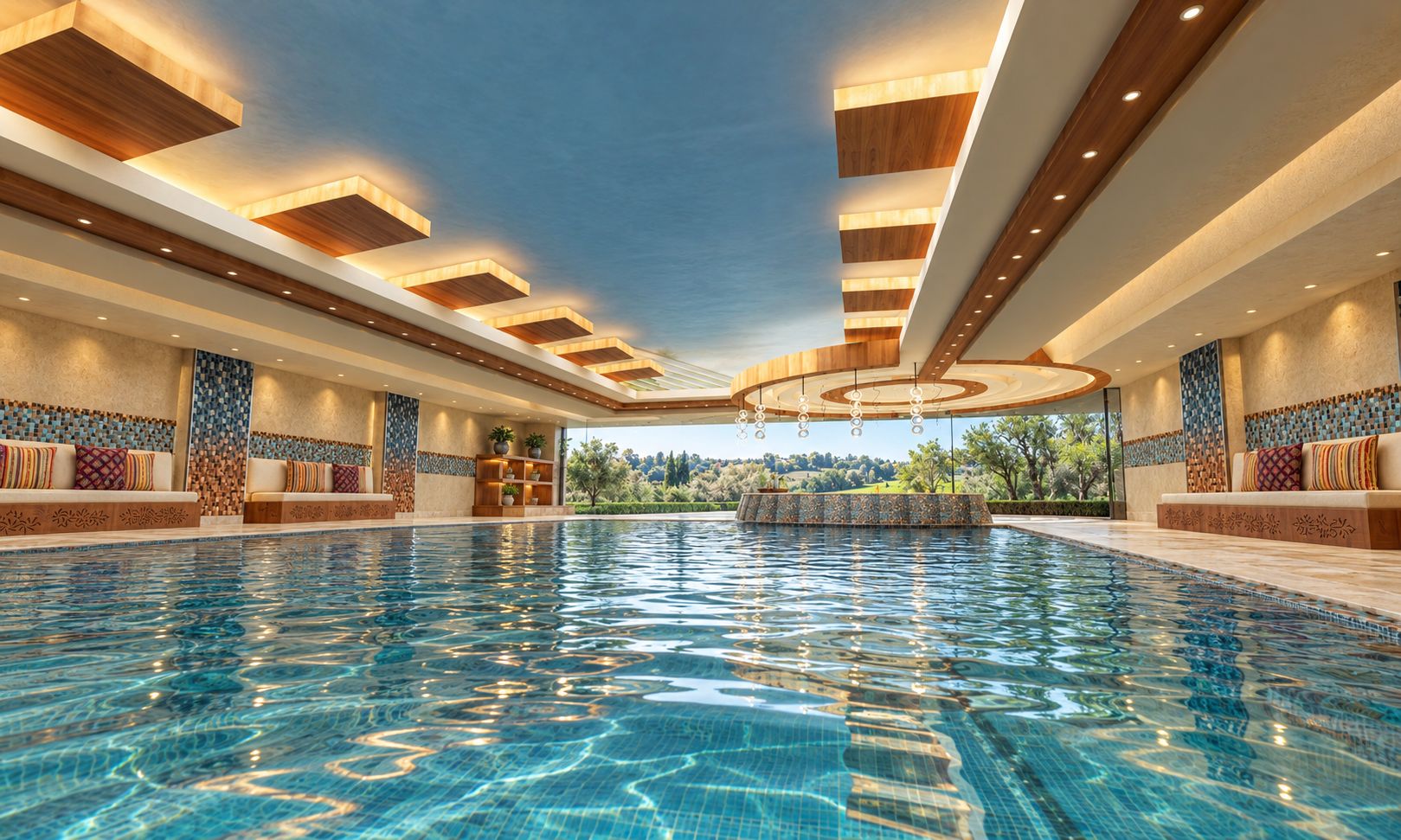 Indoor pool — interior perspective — Senior Living, Safa Abdo